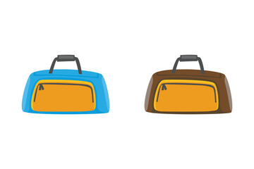 Blue and brown gym bags illustration. Perfect for fitness, sport, or travel-related projects and designs.