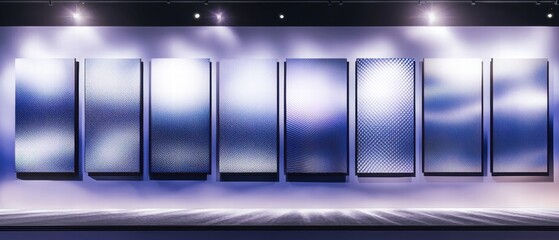 Stage featuring striking blue and white background creating a stunning visual performance setting