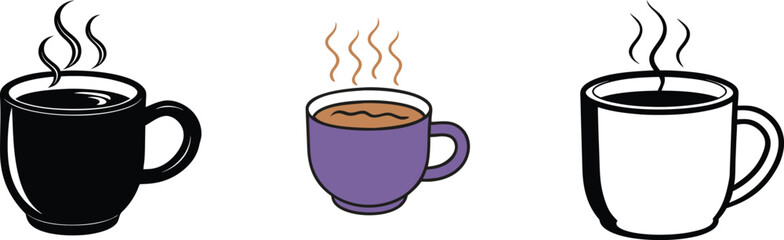 Hot Beverages Coffee Cups, Mug, Steam, Drinks, Colors