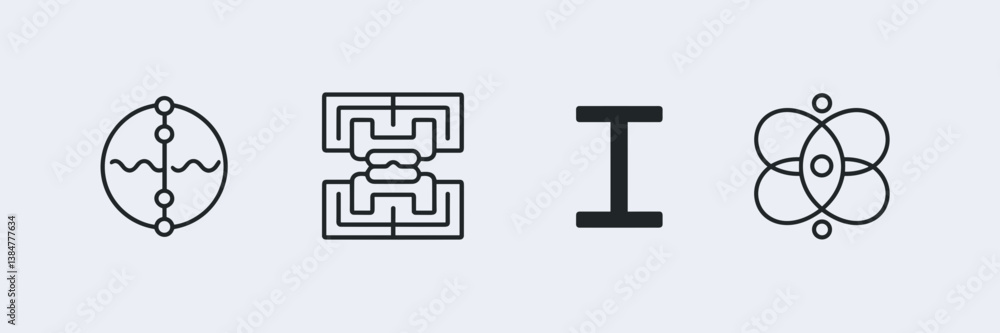 Poster sleek quantum computing icons with qubits, processors, superposition, and entanglement