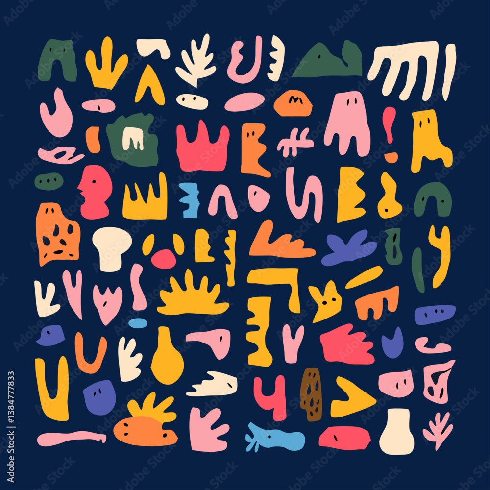 Poster abstract shapes and colors: a vibrant and dynamic artwork with a collection of colorful abstract sha