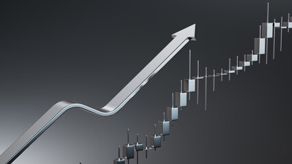 Dynamic 3D Financial Growth Chart: Market Trends and Investment Analytics