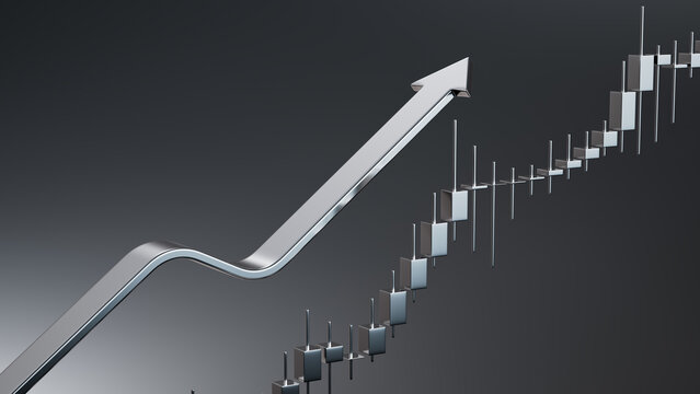 Dynamic 3D Financial Growth Chart: Market Trends and Investment Analytics