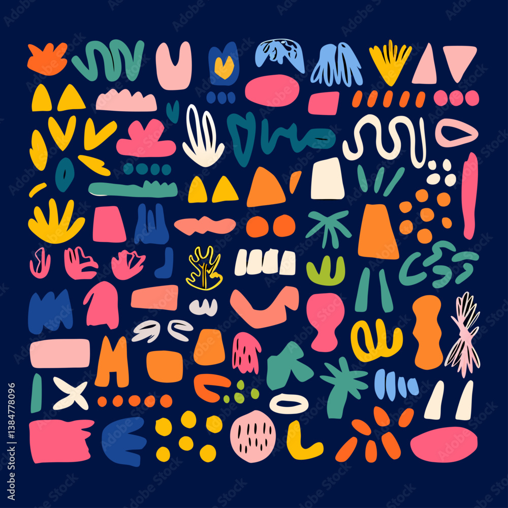 Aufkleber abstract colorful elements: a collection of vibrant, abstract shapes and forms, creating a lively an