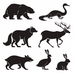 Fototapeta premium animals silhouettes vector