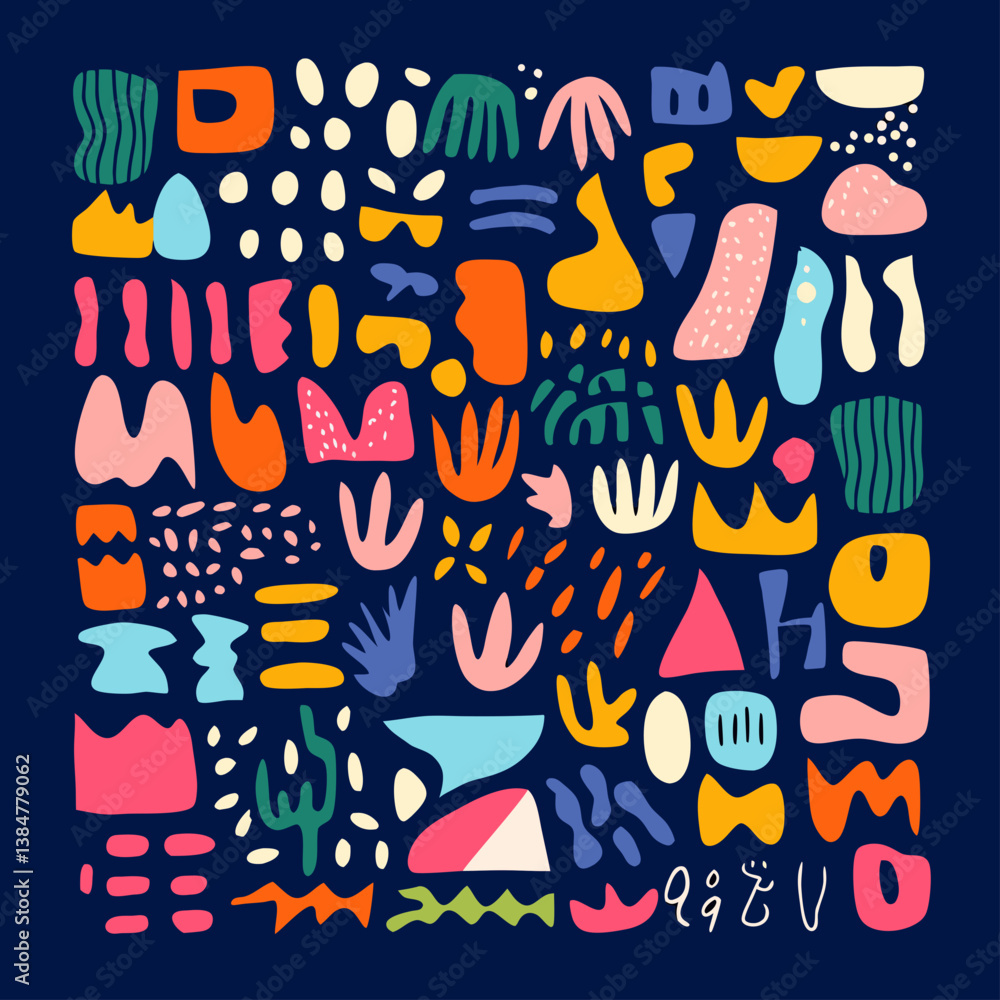 Poster abstract pattern: a vibrant and eye-catching abstract pattern composed of colorful shapes and forms,