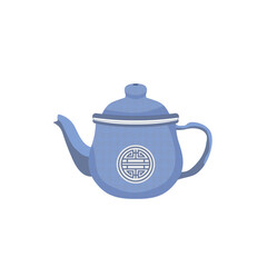 Elegant blue Asian teapot with intricate design