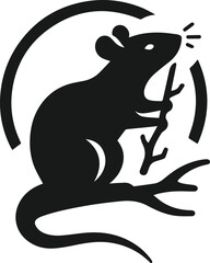 Rat silhouette animal black vector