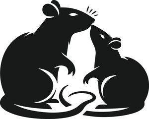Rat silhouette animal black vector