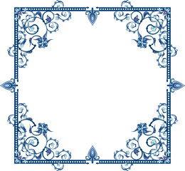 Vector ornamental floral frame series. Page decoration designs in Oriental and Turkish style, great for greeting cards and wedding invitations. Blue and violet colors.
