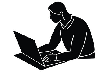 Taking Notes on a Laptop Illustration

