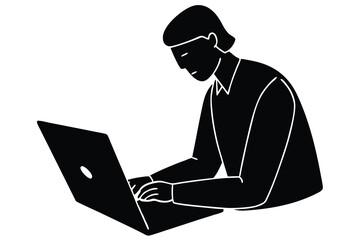 Taking Notes on a Laptop Illustration

