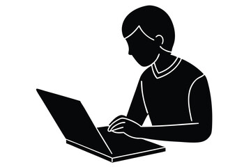 Taking Notes on a Laptop Illustration

