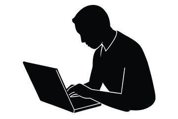 Taking Notes on a Laptop Illustration

