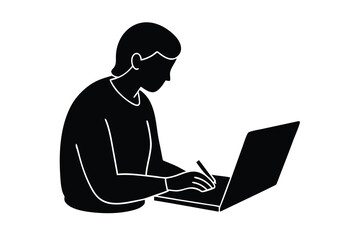 Taking Notes on a Laptop Illustration

