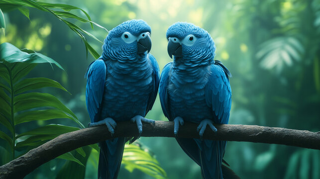 Two Parrots sitting on a tree