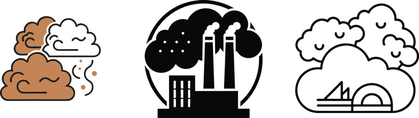 Pollution, Air, Clouds, Factory, Smoke, Emissions, Environment, Climate, Nature, Icons
