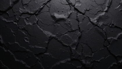 Photo of a rough wall with a thick, dark texture filling the frame. Black day, the texture is black, with subtle color variations that indicate a rough, cracked surface.