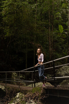 Woman on the Waterfall trail in Australia