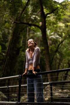 Woman on the Waterfall trail in Australia