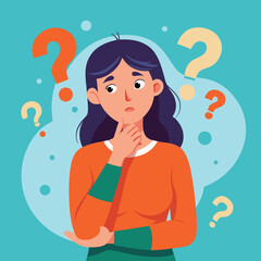 girl thinking vector illustration