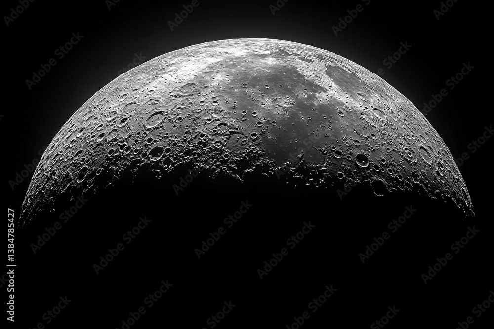 Aufkleber a close up of the moon with a dark background. moon's surface with craters, isolated on a solid back