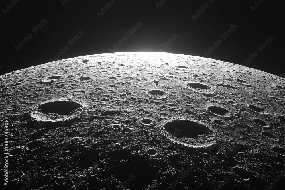 Poster a close up of a moon with many craters. moon's surface with craters, isolated on a solid background.