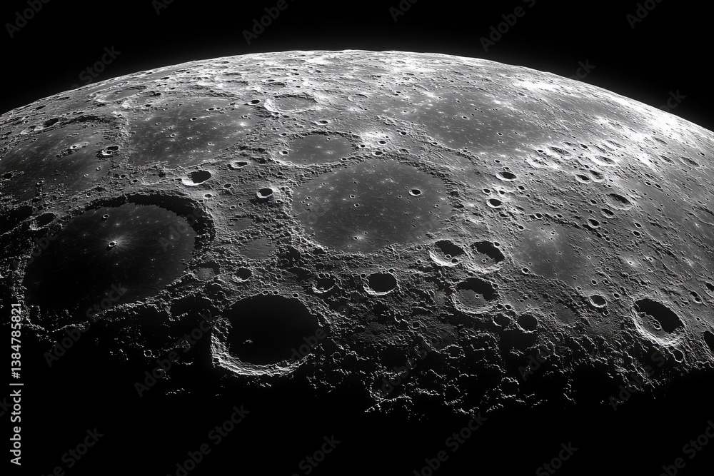 Aufkleber a close up of the moon with many craters. moon's surface with craters, isolated on a solid backgroun