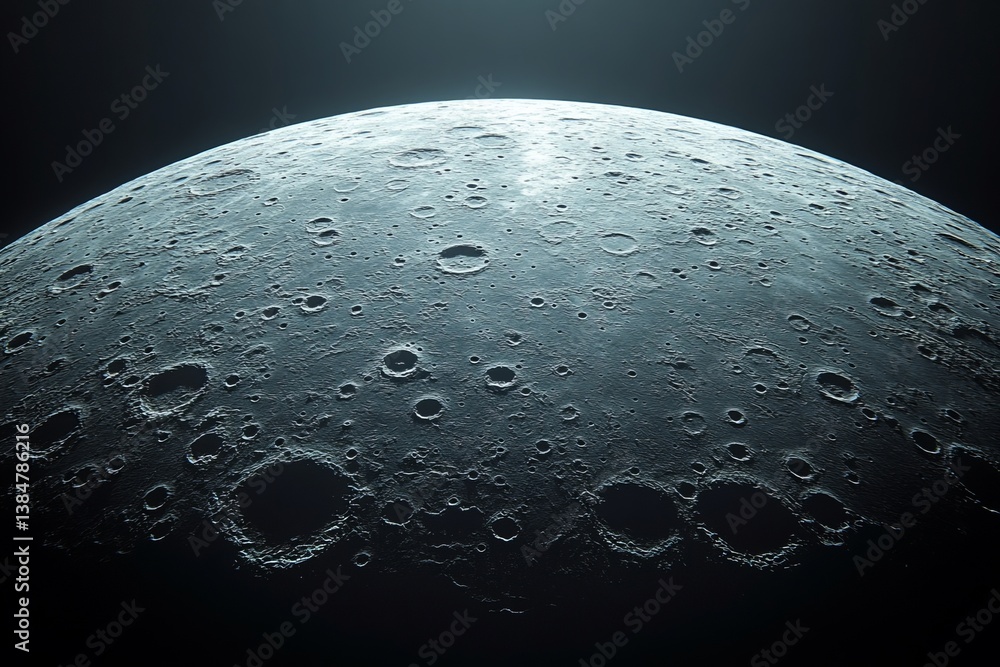 Poster a close up of the moon with a lot of craters. moon's surface with craters, isolated on a solid backg