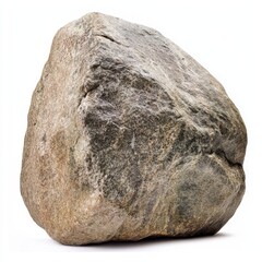 Fototapeta premium Large Grey Boulder Isolated on White Background.