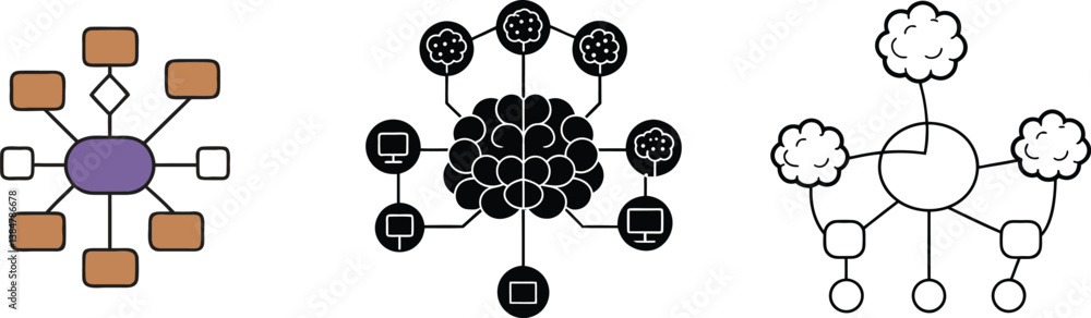 Poster centralized network diagrams core, brain, cloud computing models