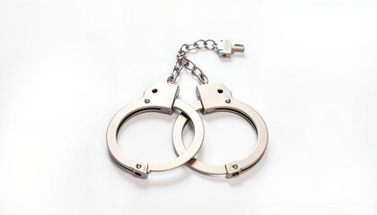 Handcuffs on a white background representing law enforcement  