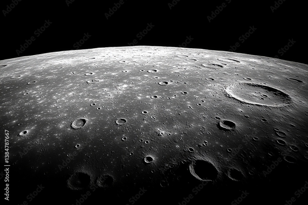 Poster a close up of the surface of a planet with many craters. moon's surface with craters, isolated on a 