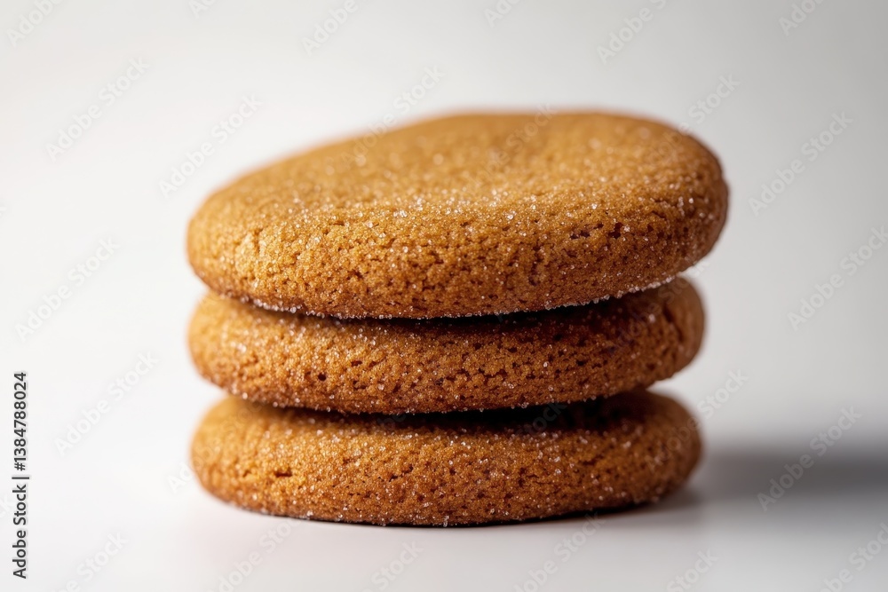 Poster three golden cookies stacked atop of each other in perfect alignment