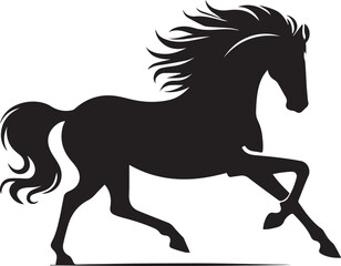 Obraz premium Black horse vector illustration silhouette of a wild running stallion