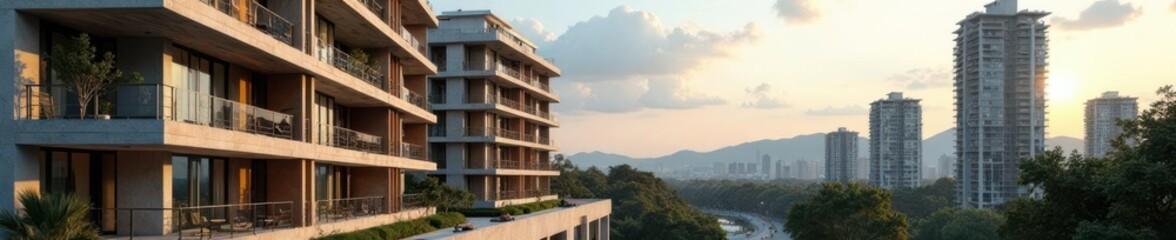 Obraz premium Modern luxury apartment complex under construction, complex, exterior