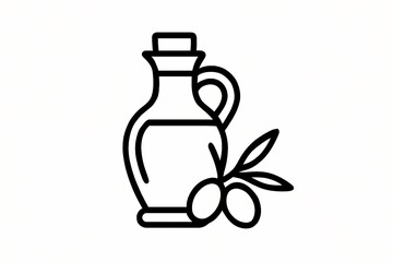 Minimalist Olive Oil Bottle Design Line Art for Kitchen and Cooking