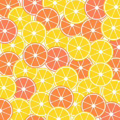 Pattern of lemon and orange slices. Vector background.