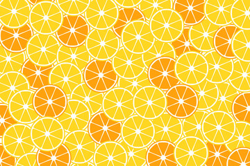 Pattern of lemon and orange slices. Vector background.