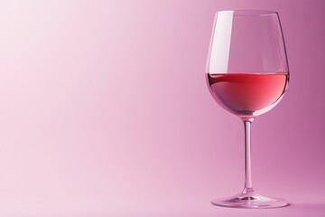 Elegant Glass of Rosé Wine Against Soft Pink Background