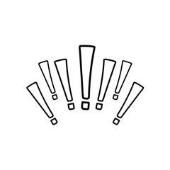 Doodle exclamation mark hand drawn sketch vector illustration isolated on white background.