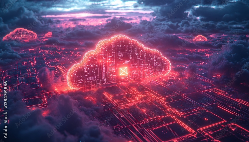 Aufkleber cloud computing network in the sky