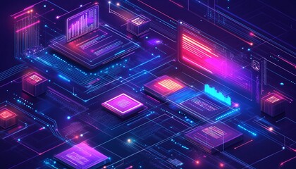 Futuristic Network Data Flow Visualization Concept