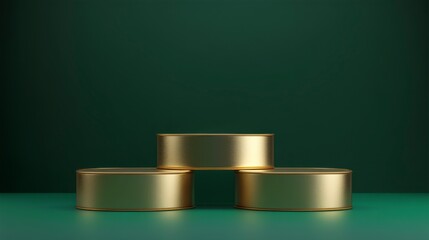 Golden Product Stand on Green Background for Mockup or Display