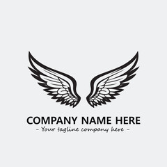 Wing illustration black and white for logo company vector image
