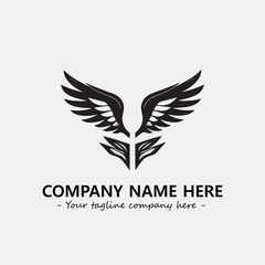 Wing illustration black and white for logo company vector image
