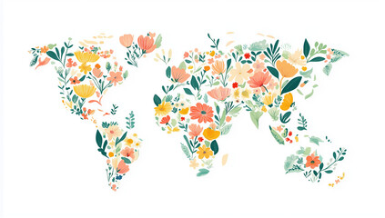 Obraz premium Botanical World Map Design