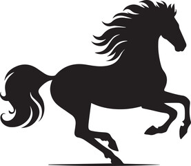 Black horse vector illustration silhouette of a wild running stallion