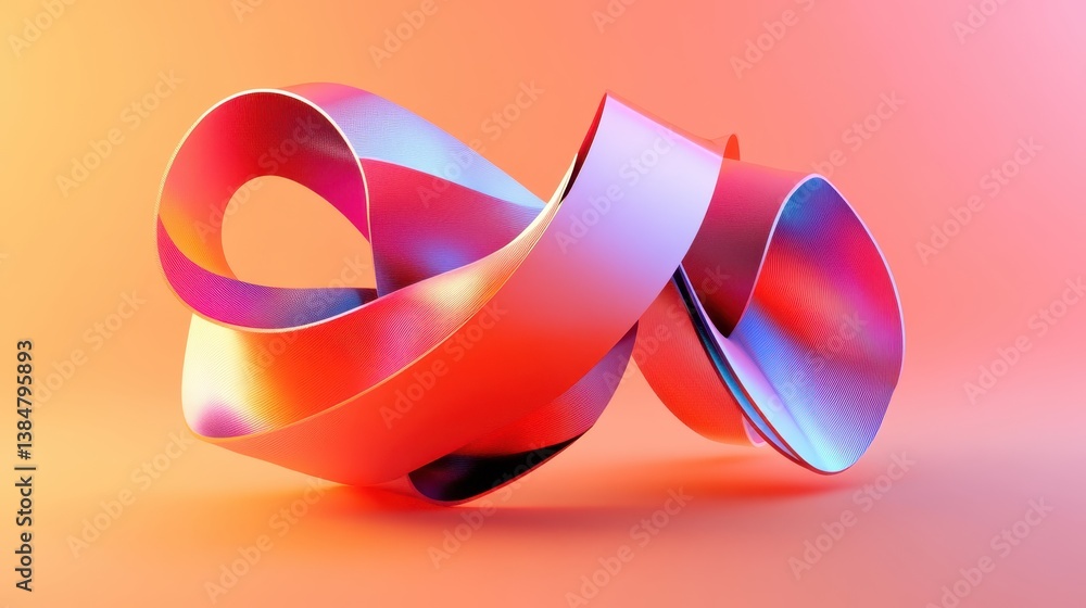 Poster colorful abstract ribbon forms on a vibrant gradient background