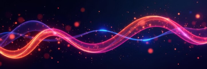 Obraz premium Swirl ribbons and stars against black backdrop, Black background, Starry night